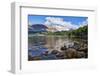 Wide angle shot of Capri Lagoon featuring Monte Fitz Roy in the background and rocks in the foregro-Fernando Carniel Machado-Framed Photographic Print