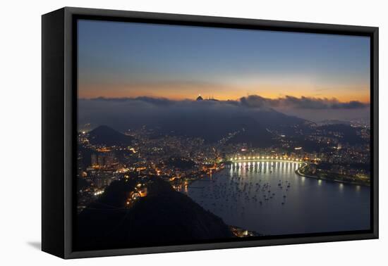 Wide Angle View of Rio De Janeiro at Sunset with Guanabara Bay-Alex Saberi-Framed Stretched Canvas