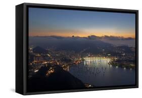 Wide Angle View of Rio De Janeiro at Sunset with Guanabara Bay-Alex Saberi-Framed Stretched Canvas
