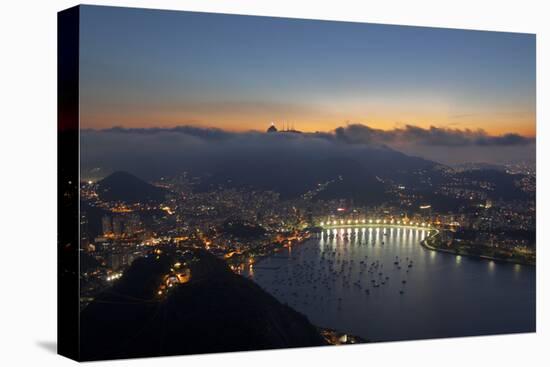 Wide Angle View of Rio De Janeiro at Sunset with Guanabara Bay-Alex Saberi-Stretched Canvas