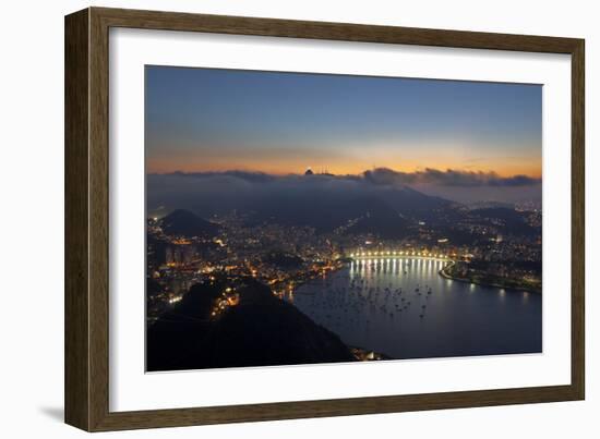 Wide Angle View of Rio De Janeiro at Sunset with Guanabara Bay-Alex Saberi-Framed Photographic Print