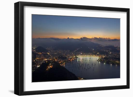 Wide Angle View of Rio De Janeiro at Sunset with Guanabara Bay-Alex Saberi-Framed Photographic Print