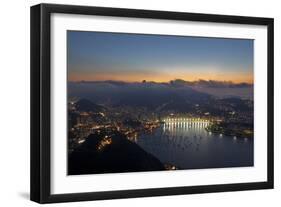 Wide Angle View of Rio De Janeiro at Sunset with Guanabara Bay-Alex Saberi-Framed Photographic Print