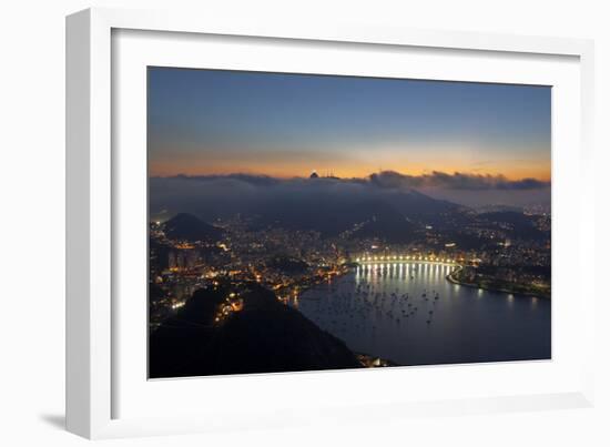 Wide Angle View of Rio De Janeiro at Sunset with Guanabara Bay-Alex Saberi-Framed Photographic Print