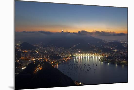 Wide Angle View of Rio De Janeiro at Sunset with Guanabara Bay-Alex Saberi-Mounted Photographic Print