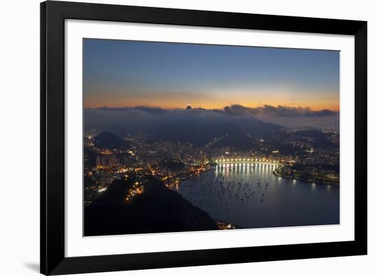 Wide Angle View of Rio De Janeiro at Sunset with Guanabara Bay-Alex Saberi-Framed Photographic Print