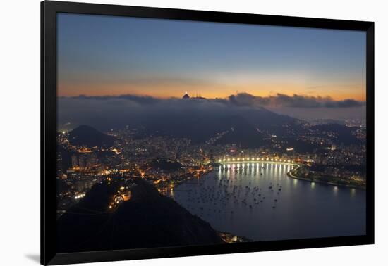 Wide Angle View of Rio De Janeiro at Sunset with Guanabara Bay-Alex Saberi-Framed Photographic Print