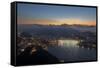 Wide Angle View of Rio De Janeiro at Sunset with Guanabara Bay-Alex Saberi-Framed Stretched Canvas