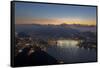 Wide Angle View of Rio De Janeiro at Sunset with Guanabara Bay-Alex Saberi-Framed Stretched Canvas