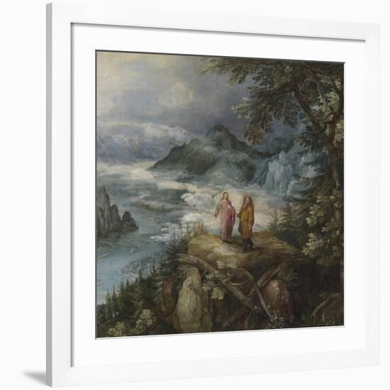 Wide Mountain Landscape with the Temptation of Christ-Pieter Bruegel the Elder-Framed Premium Giclee Print