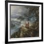 Wide Mountain Landscape with the Temptation of Christ-Pieter Bruegel the Elder-Framed Premium Giclee Print