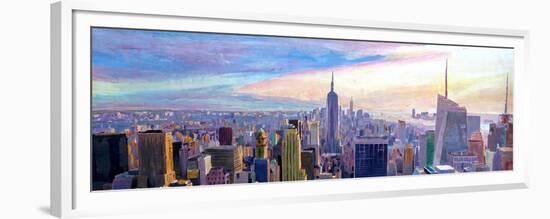 Wide Panorama of Manhattan w New Jersey a Brooklyn-Markus Bleichner-Framed Premium Giclee Print