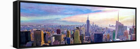 Wide Panorama of Manhattan w New Jersey a Brooklyn-Markus Bleichner-Framed Stretched Canvas