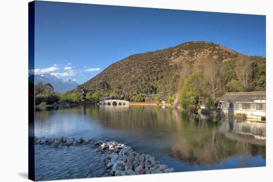 Wide View of Black Dragon Pool in Lijiang, Yunnan, China, Asia-Andreas Brandl-Stretched Canvas