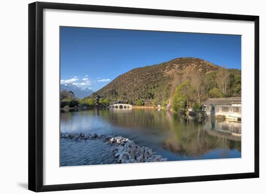 Wide View of Black Dragon Pool in Lijiang, Yunnan, China, Asia-Andreas Brandl-Framed Photographic Print