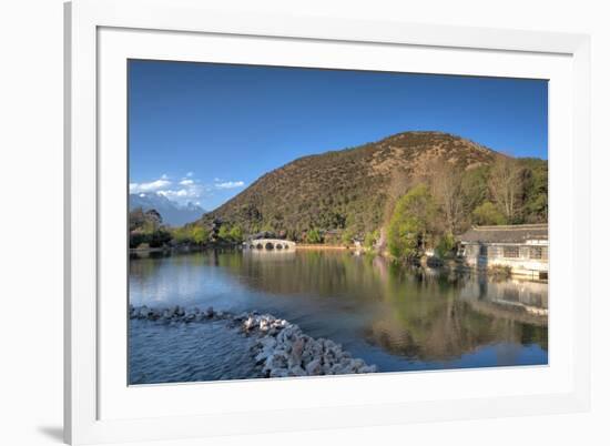 Wide View of Black Dragon Pool in Lijiang, Yunnan, China, Asia-Andreas Brandl-Framed Photographic Print