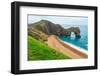 Wide view overlooking east at Durdle Door, Jurassic Coast, UNESCO World Heritage Site, Dorset-Paolo Graziosi-Framed Photographic Print