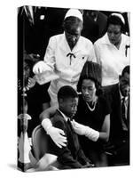 Widow of Slain Civil Rights Activist Medger Evers Comfort Her Grieving Son Darrell During Funeral-John Loengard-Stretched Canvas