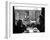 Wife and Daughter of US Soldier in First Class Dining Car Looking at German "Expelles" in Boxcars-Walter Sanders-Framed Photographic Print