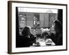 Wife and Daughter of US Soldier in First Class Dining Car Looking at German "Expelles" in Boxcars-Walter Sanders-Framed Photographic Print