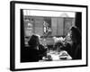 Wife and Daughter of US Soldier in First Class Dining Car Looking at German "Expelles" in Boxcars-Walter Sanders-Framed Photographic Print