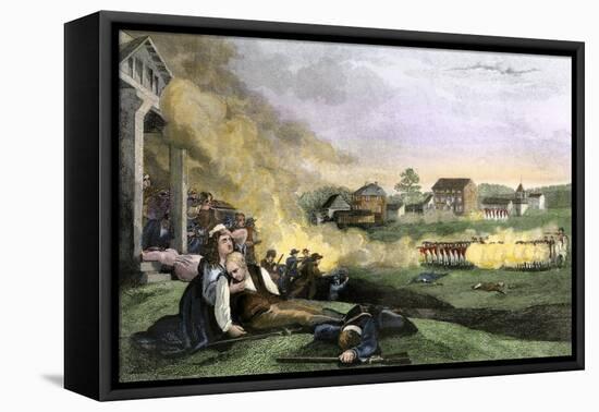 Wife Holding Her Dying Husband at the Battle of Lexington, Start of the Revolutionary War, c.1775-null-Framed Stretched Canvas