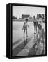 Wife of Project Mercury Astronaut, Mrs. Alan B. Shepard, Jr., Playing with Family on the Beach-null-Framed Stretched Canvas