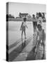 Wife of Project Mercury Astronaut, Mrs. Alan B. Shepard, Jr., Playing with Family on the Beach-null-Stretched Canvas