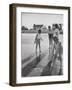 Wife of Project Mercury Astronaut, Mrs. Alan B. Shepard, Jr., Playing with Family on the Beach-null-Framed Photographic Print