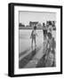 Wife of Project Mercury Astronaut, Mrs. Alan B. Shepard, Jr., Playing with Family on the Beach-null-Framed Photographic Print