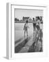 Wife of Project Mercury Astronaut, Mrs. Alan B. Shepard, Jr., Playing with Family on the Beach-null-Framed Photographic Print