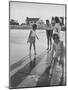 Wife of Project Mercury Astronaut, Mrs. Alan B. Shepard, Jr., Playing with Family on the Beach-null-Mounted Photographic Print