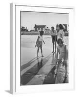 Wife of Project Mercury Astronaut, Mrs. Alan B. Shepard, Jr., Playing with Family on the Beach-null-Framed Photographic Print