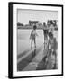 Wife of Project Mercury Astronaut, Mrs. Alan B. Shepard, Jr., Playing with Family on the Beach-null-Framed Photographic Print