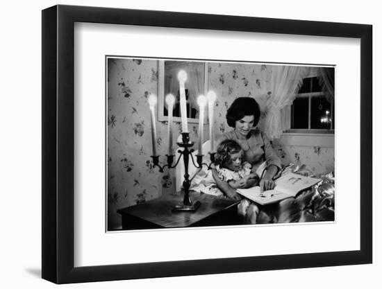 Wife of Senator Jackie Kennedy Reading Book to Her Daughter Caroline In Family's summer home-Alfred Eisenstaedt-Framed Photographic Print