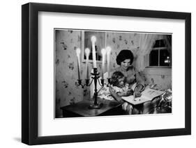 Wife of Senator Jackie Kennedy Reading Book to Her Daughter Caroline In Family's summer home-Alfred Eisenstaedt-Framed Photographic Print