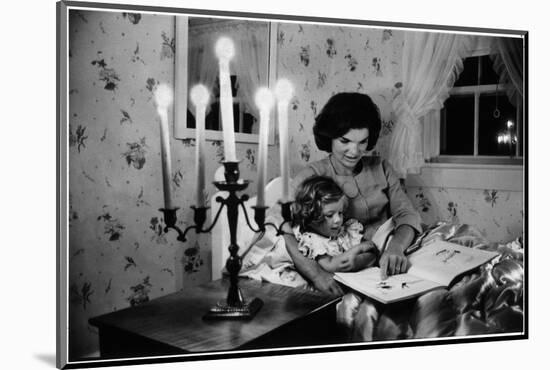 Wife of Senator Jackie Kennedy Reading Book to Her Daughter Caroline In Family's summer home-Alfred Eisenstaedt-Mounted Photographic Print