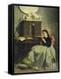 Wife Reading-Michele Gordigiani-Framed Stretched Canvas