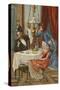 Wife Rebuking Her Husband for Entertaining His Mistress to Dinner-null-Stretched Canvas