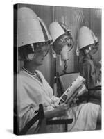 Wig Posing under Drier-Nina Leen-Stretched Canvas