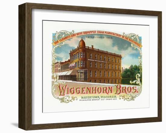 Wiggenhorn Brothers Brand Cigar Box Label-Lantern Press-Framed Art Print