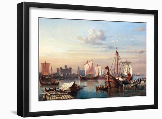 Wikingerschiffe auf der Themse-Everhardus Koster-Framed Giclee Print