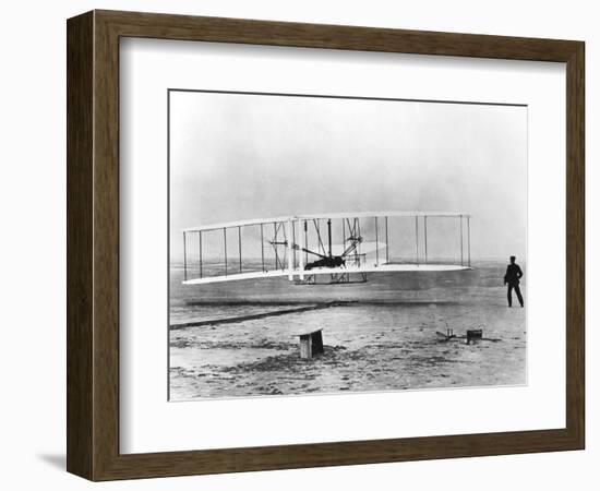 Wilbur and Orville Wright and the First Powered Flight, North Carolina, December 17 1903-null-Framed Giclee Print