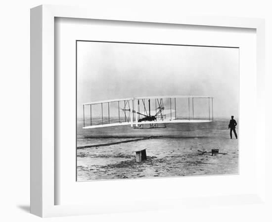 Wilbur and Orville Wright and the First Powered Flight, North Carolina, December 17 1903-null-Framed Giclee Print