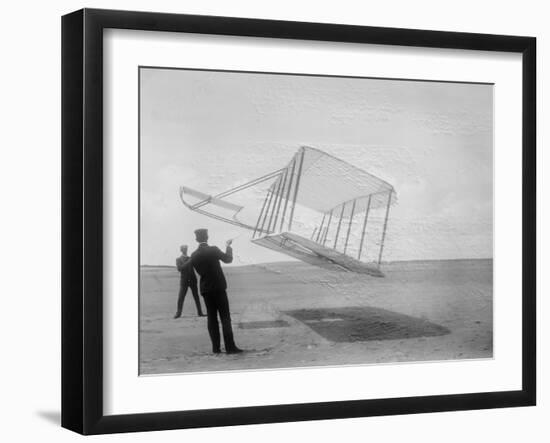 Wilbur and Orville Wright Flying Glider Photograph-Lantern Press-Framed Art Print