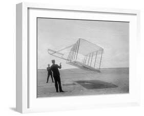 Wilbur and Orville Wright Flying Glider Photograph-Lantern Press-Framed Art Print