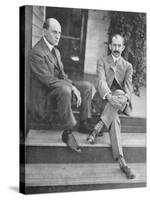 Wilbur and Orville Wright on the Steps of Their Home-null-Stretched Canvas