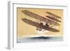 Wilbur Wright (1867-1912) in His 'Flyer', before 1914 (Colour Litho)-Leon Pousthomis-Framed Giclee Print