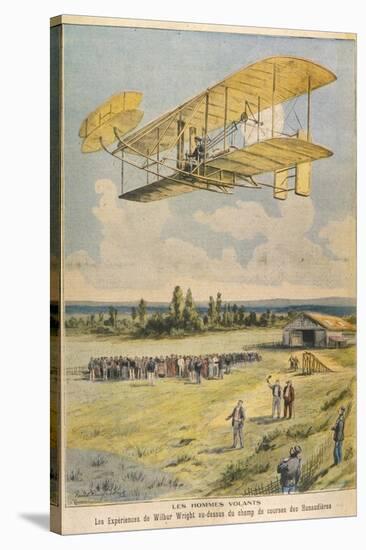 Wilbur Wright Demonstrates His Flying Machine Over the Racecourse-Paul Dufresne-Stretched Canvas