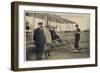 Wilbur Wright Makes a Last Minute Check Before Taking to the Air with a Passenger-null-Framed Art Print